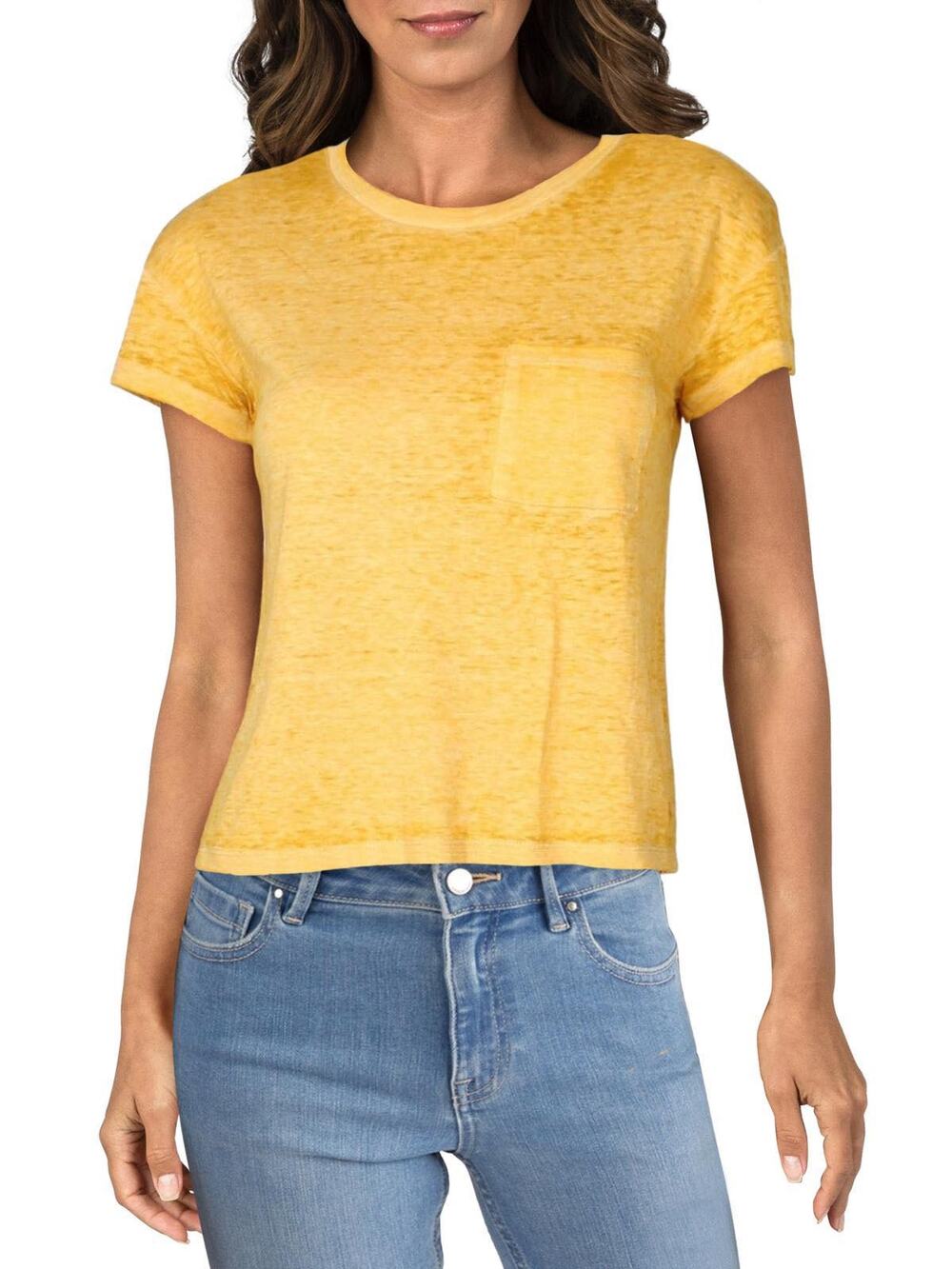 NWT Ultra Flirt Mustard Yellow Short Sleeve Burnout T-Shirt Women's Size XL